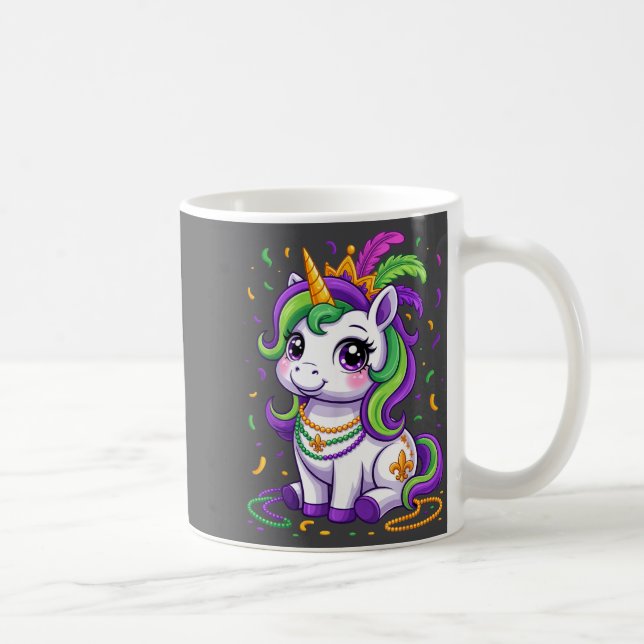 Cute Unicorn Mardi Gras Carnival Fat Tuesday Girls Coffee Mug (Right)