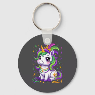 Cute Unicorn Mardi Gras Carnival Fat Tuesday Girls Key Ring