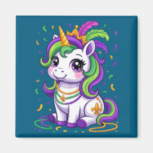Cute Unicorn Mardi Gras Carnival Fat Tuesday Girls Magnet