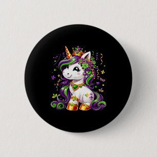 Cute Unicorn Mardi Gras Girls Kids Women 6 Cm Round Badge