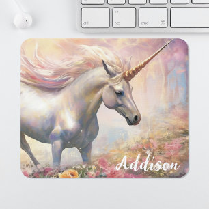Cute Unicorn Mouse Pad with Custom Name Template