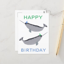 Cute Unicorn Narwhal Whale Whaley Happy Birthday