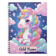 Cute Unicorn Notebook – Editable Name