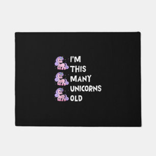 Cute Unicorn Old 3 Three Years Old Birthday x Kids Doormat
