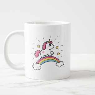 Cute Unicorn On A Rainbow Design Large Coffee Mug