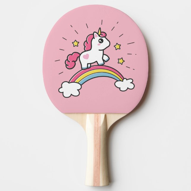 Cute Unicorn On A Rainbow Design Ping Pong Paddle (Front)