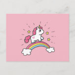 Cute Unicorn On A Rainbow Design Postcard