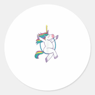 Cute Unicorn on an Aerial Hoop - Magical Illustrat Classic Round Sticker