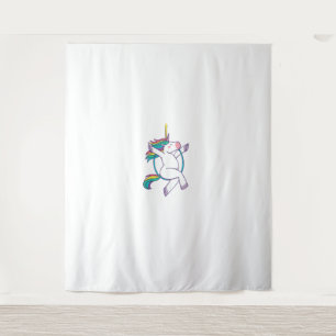 Cute Unicorn on an Aerial Hoop - Magical Illustrat Tapestry