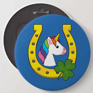 Cute Unicorn on St Patrick's Day 6 Cm Round Badge