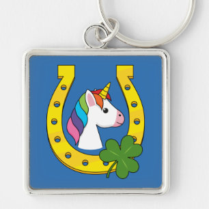 Cute Unicorn on St Patrick's Day Key Ring