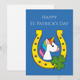 Cute Unicorn on St Patrick's Day   Personalise Holiday Card