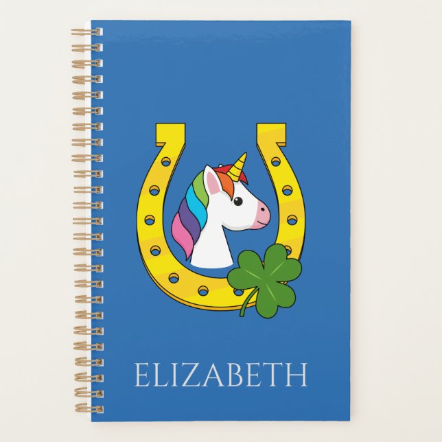 Cute Unicorn on St Patrick's Day | Personalise Planner (Front)