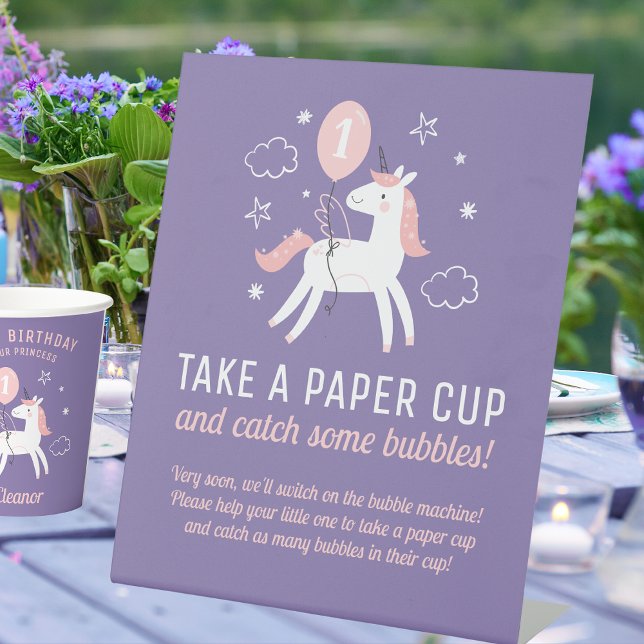 Cute Unicorn Party Game Table Top Pedestal Sign (Creator Uploaded)