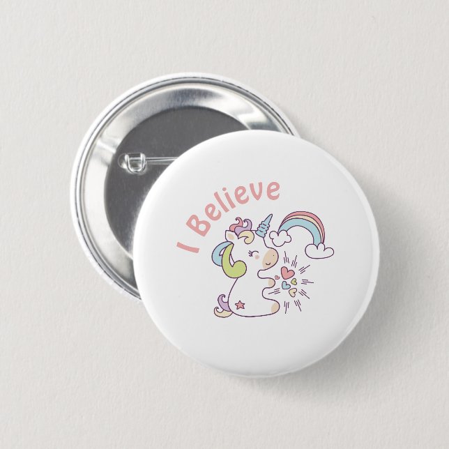 Cute Unicorn Pastel  6 Cm Round Badge (Front & Back)