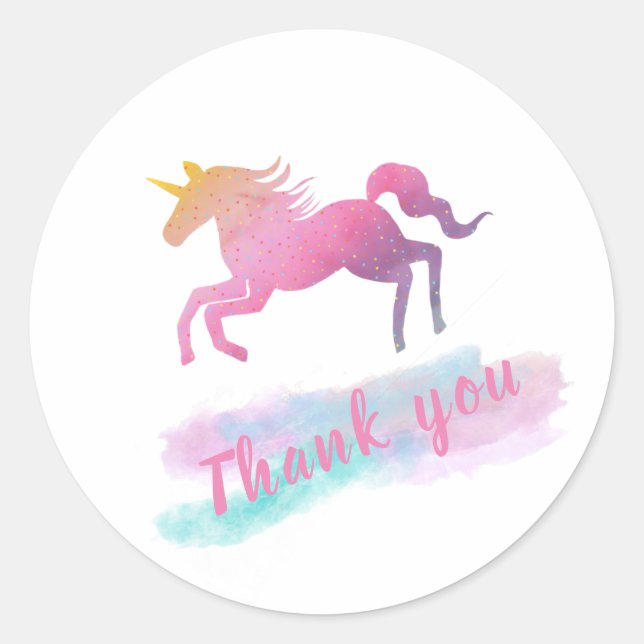 Cute Unicorn Pastel Colour Classic Round Sticker (Front)