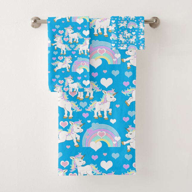 Cute Unicorn Pattern  Bath Towel Set (Insitu)