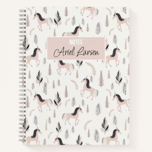 Cute Unicorn Pattern Personalised Notebook