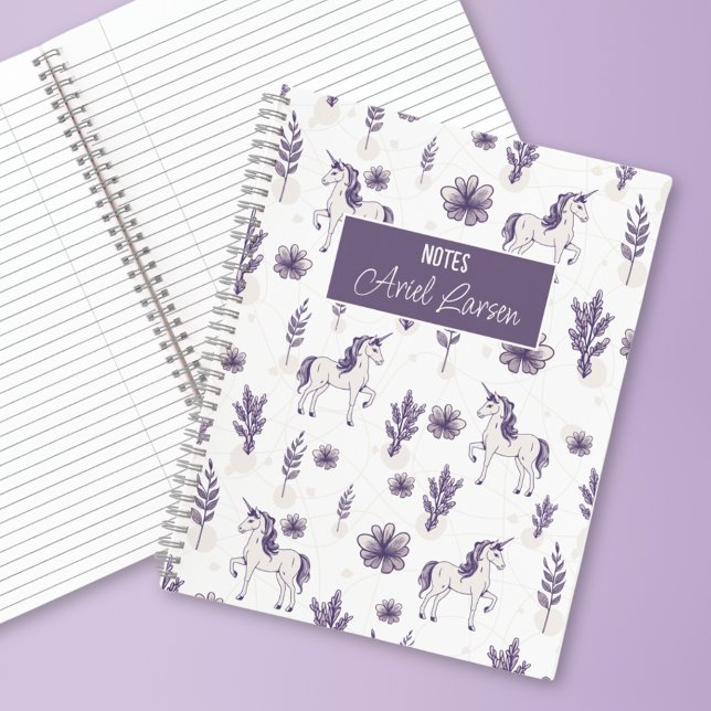 Cute Unicorn Pattern Personalised Notebook (Creator Uploaded)