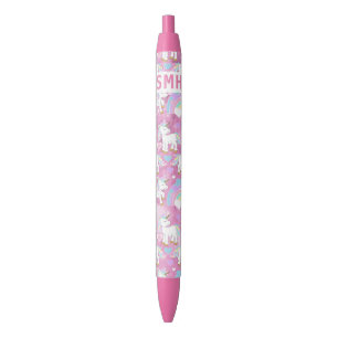 Cute Unicorn Pattern - Personalize  Black Ink Pen