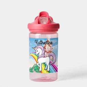 Cute UNICORN Personalise Girl's Name Water Bottle