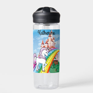 Cute UNICORN Personalise Girl's Name  Water Bottle