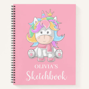 Cute Unicorn Personalised Kids Sketchbook Notebook