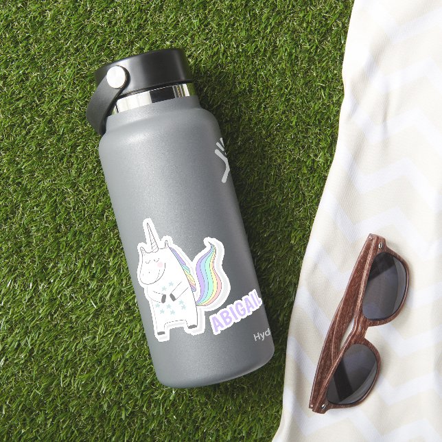 Cute Unicorn - Personalised Kids'  Sticker (HydroFlask Insitu)