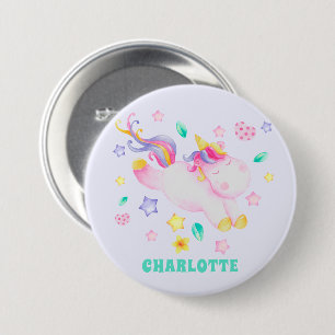 Cute Unicorn - Personalised Lavender Kids 7.5 Cm Round Badge