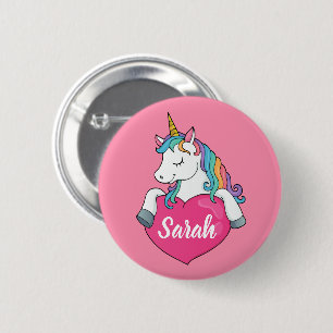 Cute Unicorn Personalised Name 6 Cm Round Badge