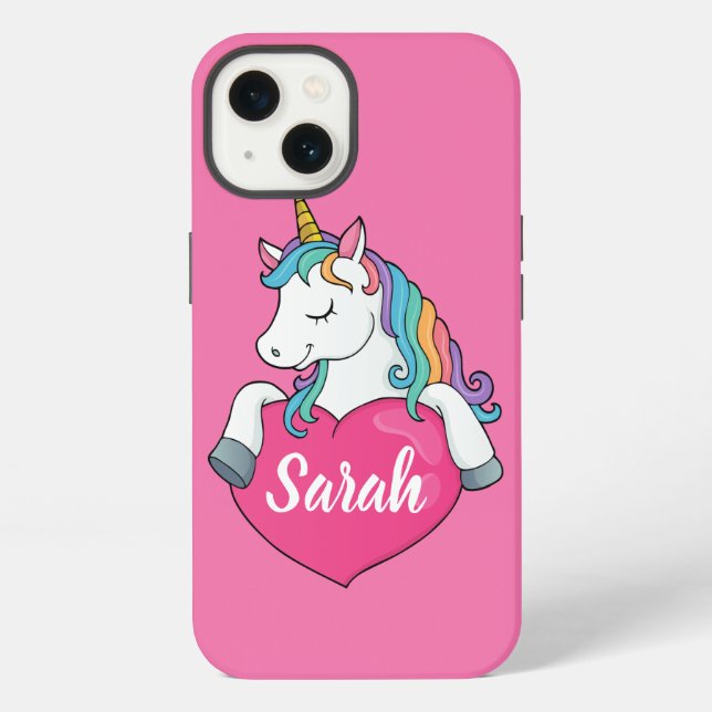 Cute Unicorn Personalised Name iPhone Case (Back)