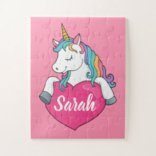 Cute Unicorn Personalised Name Jigsaw Puzzle