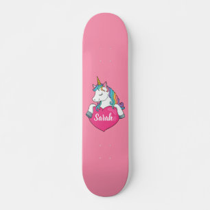 Cute Unicorn Personalised Name Skateboard