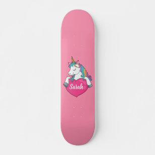 Cute Unicorn Personalised Name Skateboard