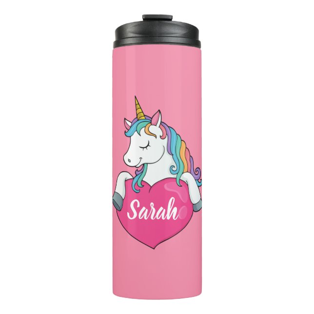 Cute Unicorn Personalised Name   Thermal Tumbler (Front)