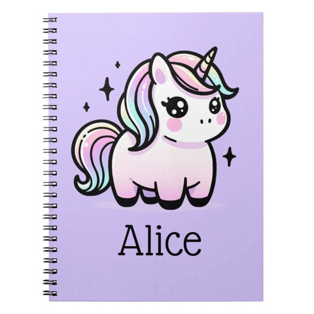 Cute Unicorn Personalised Notebook (Front)