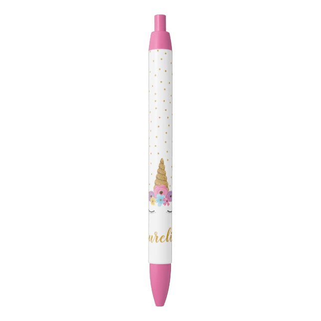 Cute Unicorn Personalised Pen | Custom Colour (Front Vertical)