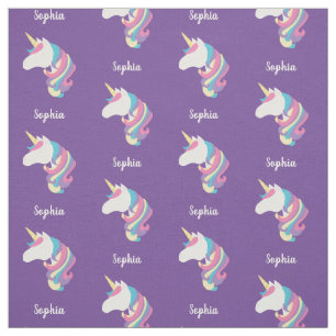 Cute Unicorn Personalised Purple Fabric