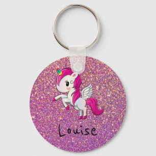 Cute unicorn personalized keychain keyring