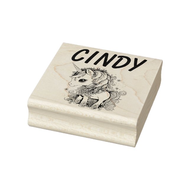 CUTE UNICORN PERSONALIZED NAME RUBBER STAMP (Stamp)