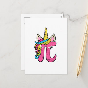 Cute Unicorn Pi Day 3.14 Math Number Pi Pun T-Shir Holiday Postcard