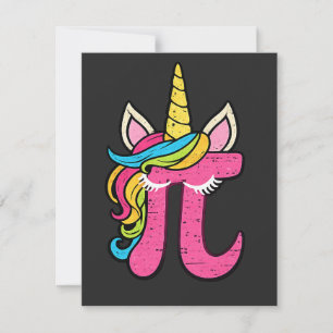 Cute Unicorn Pi Day 3.14 Math Number Pi Pun T-Shir RSVP Card
