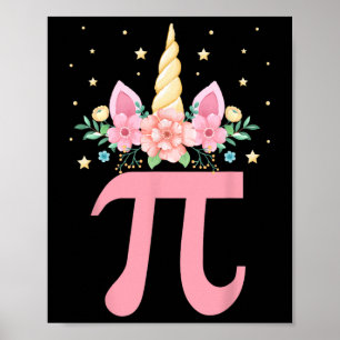 Cute Unicorn Pi Day Floral Kids Boys Girls Math Te Poster