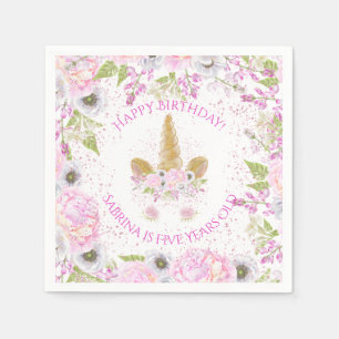 Cute Unicorn Pink Birthday Party WhimsicalArtwork™ Napkin