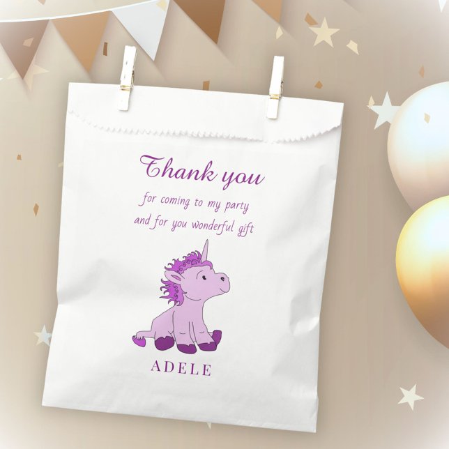 Cute Unicorn Pink Girl Birthday Thank you Favour Bags (Creator Uploaded)