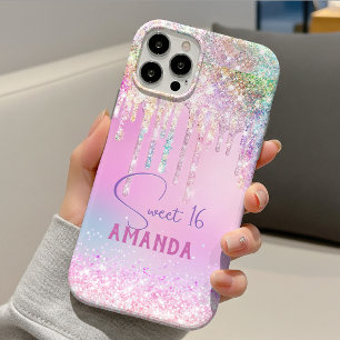 Cute unicorn pink glitter birthday monogram iPhone 11 pro case