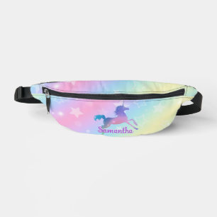 Cute unicorn pink Glitter rainbow art monogram Bum Bags