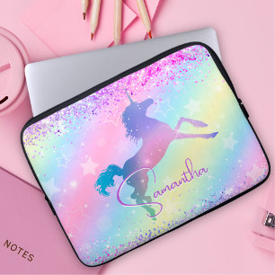 Cute unicorn pink Glitter rainbow art monogram Not Laptop Sleeve