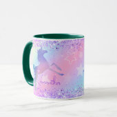 Cute unicorn pink Glitter rainbow art monogram Not Mug (Front Left)