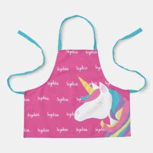 Cute Unicorn Pink Personalised Kids Apron
